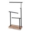 3 Tier Jewelry Organizer Stand Metal Extendable Necklace Holder Display with Wooden Base for Earrings Bracelets Rings Room Decor