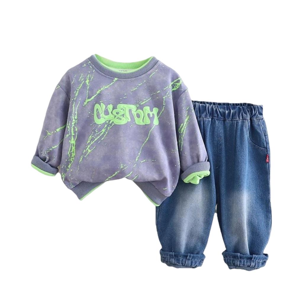 Kids Casual Long-Sleeve Set, Comfortable Daily Wear Outfits