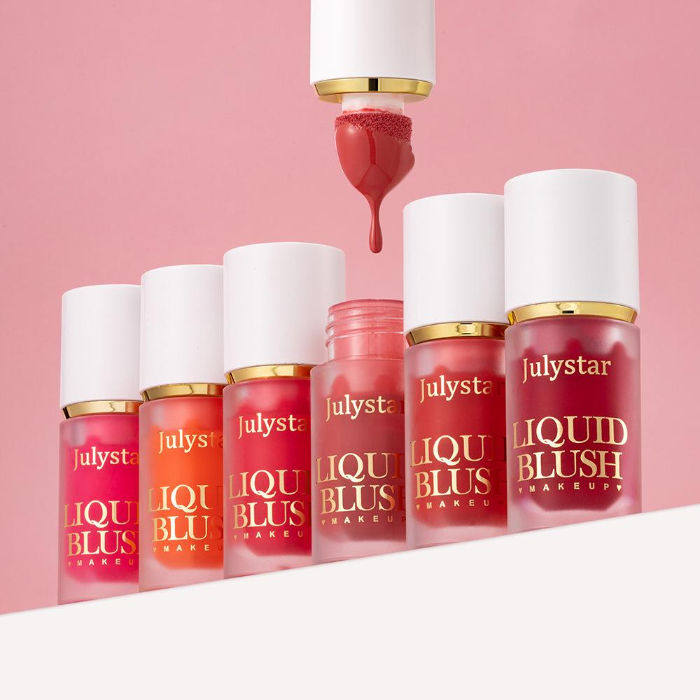 Lip and Cheeks Rouge Blush Liquid Portable Facial Nude Sexy Matte Big Head Brush Contouring Liquid Blush Pink Lipstick Face Makeup