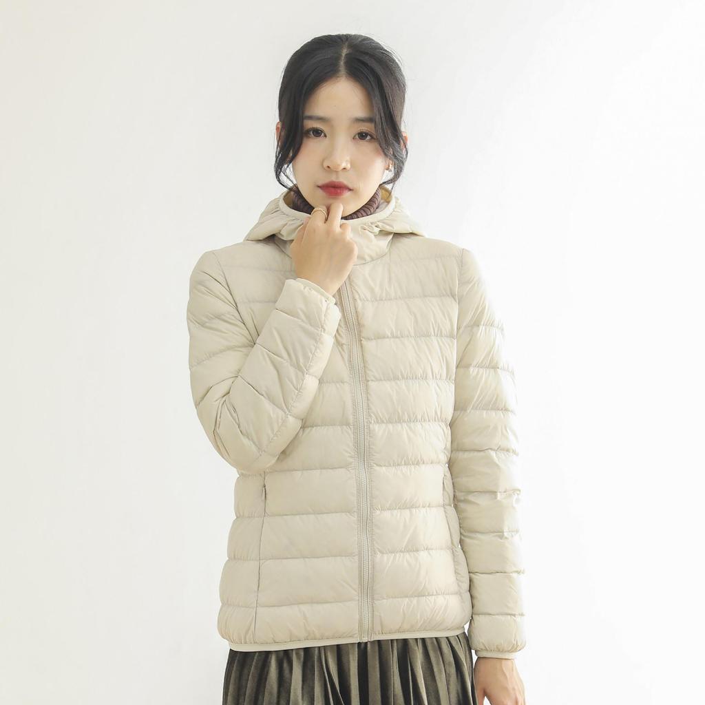 Rourou Women's Hooded Lightweight Down Jacket - New Mushroom Series, Short Style, 90% White Duck Down, Perfect for Autumn and Winter.