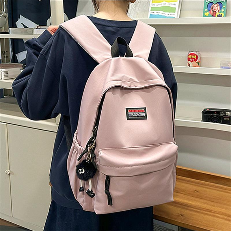 Plecak studencki damski prosty casualowy jednolity kolor o dużej pojemności