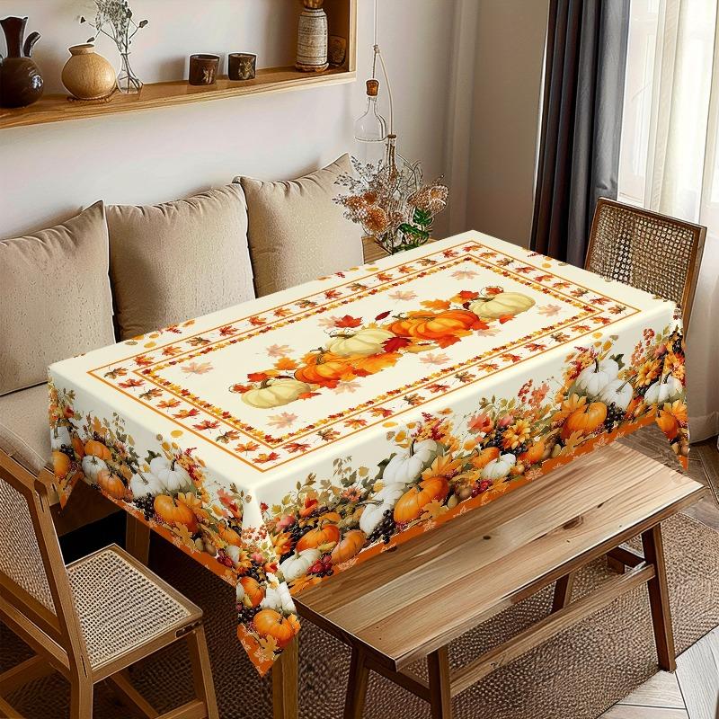 Autumn Harvest Rectangle Table Cloth for Table Decor Kitchen Dining Waterproof Reusable Tablecloth for Tables Holiday Party