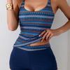 Tankini Gesplitst Zwempak Dames Streep Conservatief Buik Print Dames