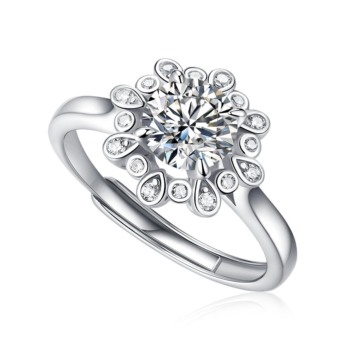 

Bague Ringen S925 Silver 1CT Муассанит в форме вишневого цвета женское новое модное регулируемое кольцо Nude Cargo белый