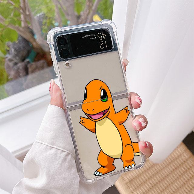 

Чехол для Samsung Galaxy Z Flip 3 5G Funda Z Flip 4 Luxury Clear PC Hard Противоударный чехол для телефона Pikachu Pokemon Samsung Z Flip4 5G