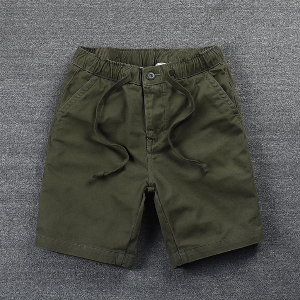 Men's 2022 Summer Elastic Waist Casual Shorts - Solid Color, Korean Style, Trendy, with Drawstring.