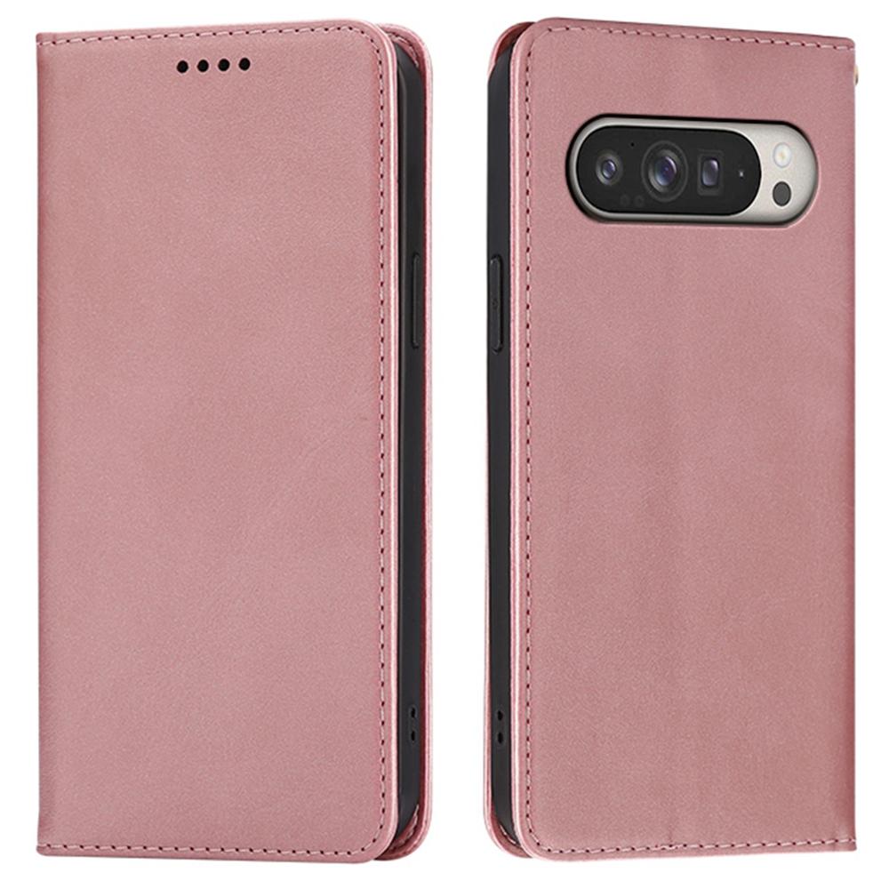 For Google Pixel 9 Pro XL Case Wallet Calf Texture Leather Phone Cover with Hidden Magnetic Closure