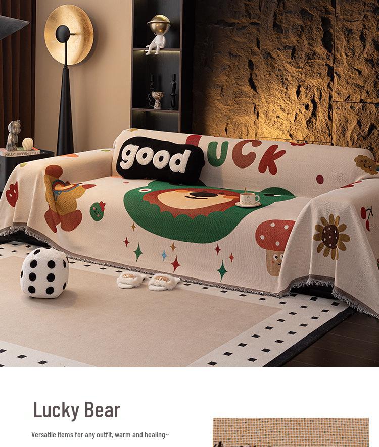 Happy Snacks Stain-Resistant Non-Slip Sofa Cover Blanket