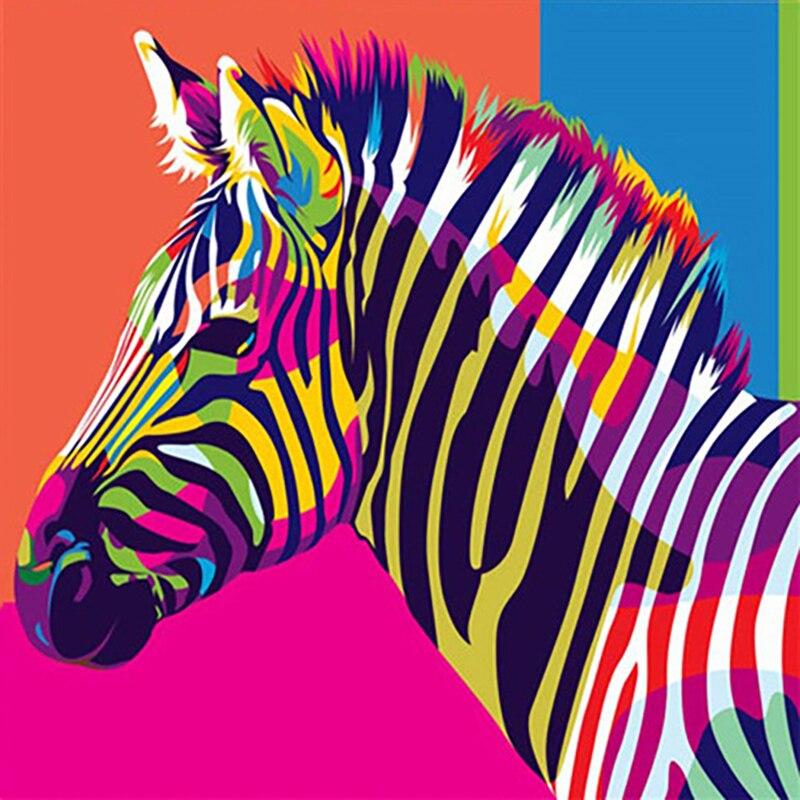 New 5D DIY Diamond Painting Colorful Zebra Diamond Embroidery Animal Cross Stitch Full Round Square Drill Manual Home Decor Gift
