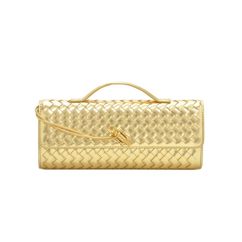 [] Niche Woven One-shoulder Baguette Bag, Horizontal Clutch Bag, Women's Oblique Span Bag