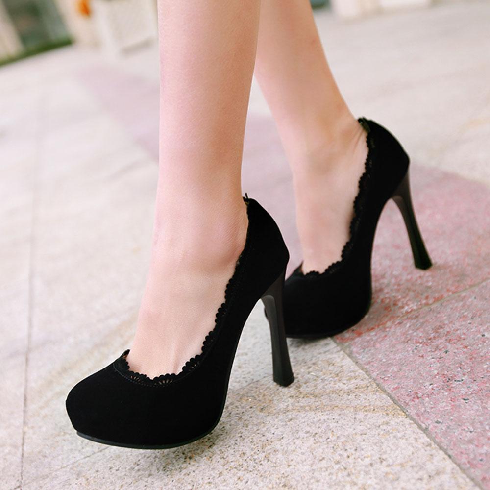 Dámské klasické lodičky na platformě s kulatou špičkou, vysoký blokový podpatek, pohodlné dámské boty do kanceláře, velikost 34-49