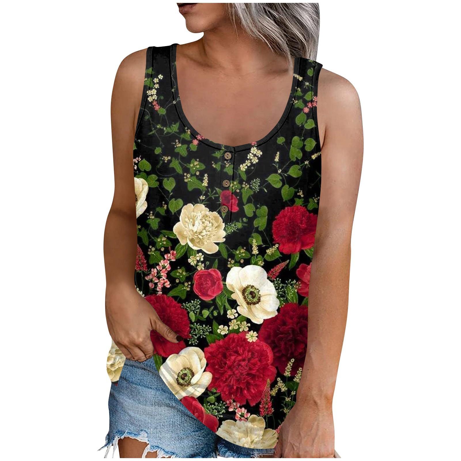 

Жіноча модна літня безрукавка з круглим вирізом, легка безрукавка з принтом XL червоний