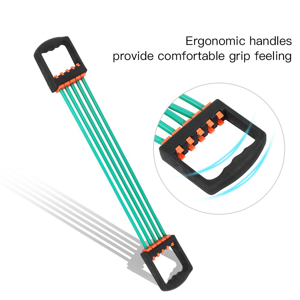 Five Rubber Chest Expander Strong Resistance Cable for Gym Fitness Sports Training Green