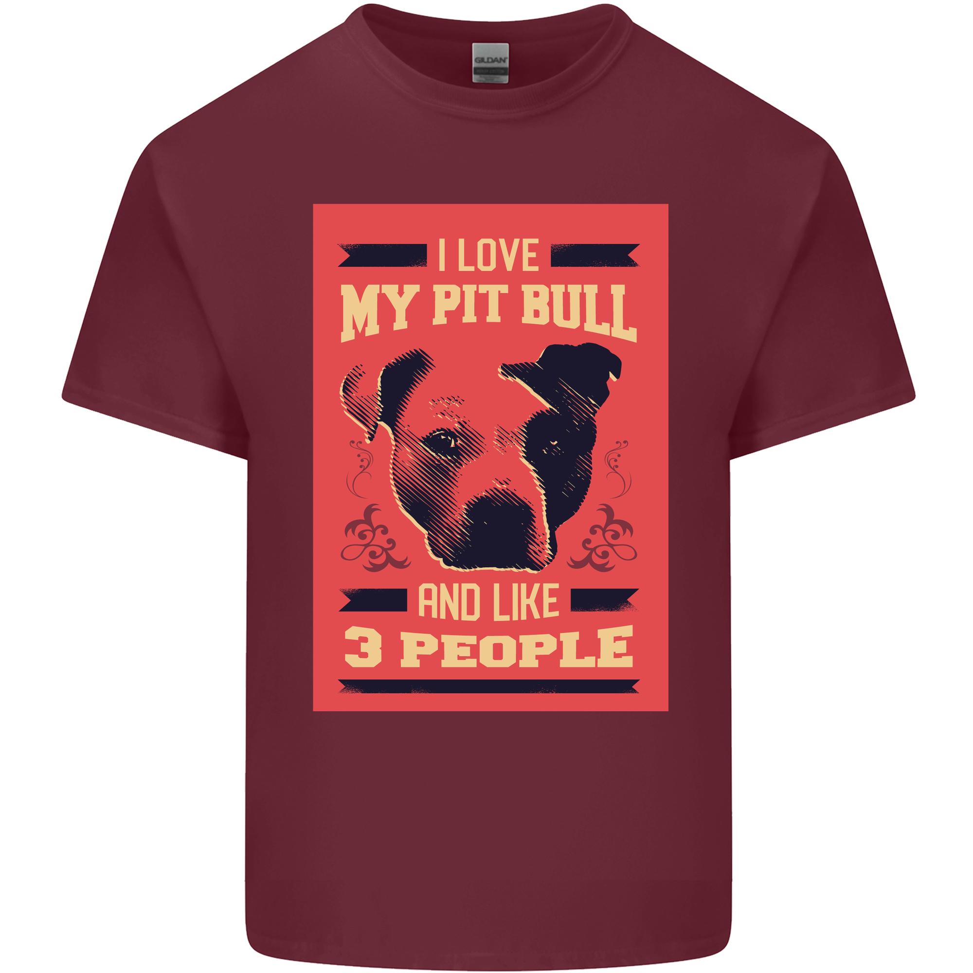 I Love My Pitbull 3 People Funny Unisexs Light Cotton Tshirt S