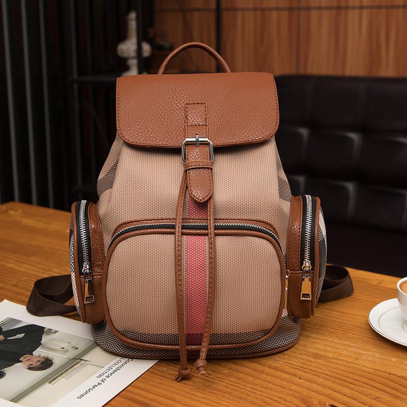 IELGY Ladies Backpack Retro Fashion Drawstring Large Capacity Simple Commuter Casual Backpack