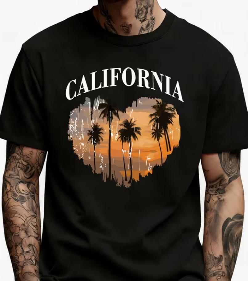 Unisexs Palm Tree Tshirt Retro Vintage Short Sleeve Round Neck Breathable Soft Casual Beachwear Californiathemed Graphic Tee