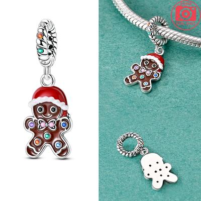 Elegant Exquisite Copper Metal Authentic Original Christmas Trees Pendant Bead Component Candy Cane Elk December Charm Bead Components Bead Component