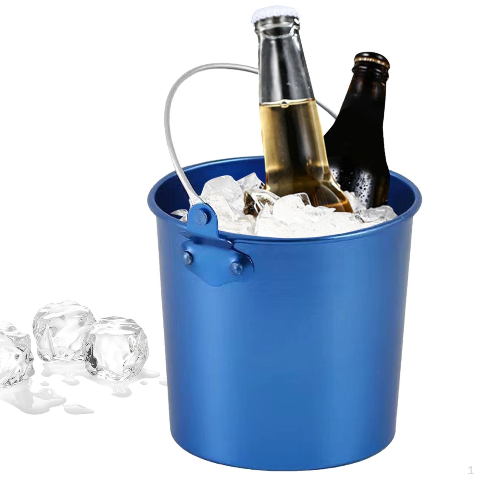 

Alloy Ice Beverage Bucket, Drink Party Supplies Portable Tableware Sink Bucket for Home Blue Large