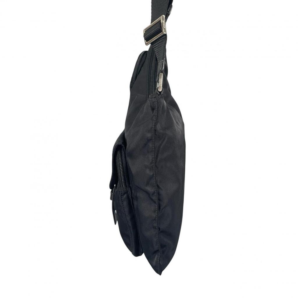 Prada Re-Nylon Triangular Logo Shoulder Bag Nylon Black Women BT0520 Used