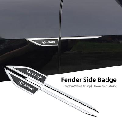 2Pcs Car Leaf Board Personality Stickers For RX330 IS250 Ct200h ES300h RX350 FSPORT IS300h 3D Metal Car Fender Side Decals