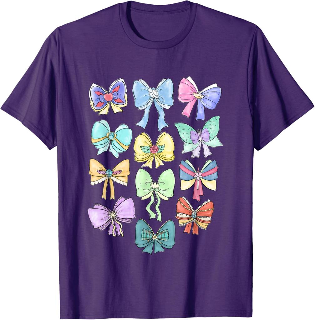 Hot Fashion Casual Unisex Princess Cute Ribbons and Bows Pastel Colors Logo T-Shirt S-4XL Four Seasons