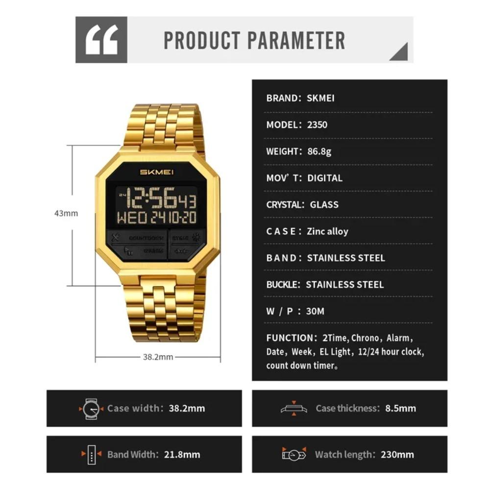 2350 LED Luxury Digital Watch for Men Sports Electronic Waterproof Display Wristwatches Mens Countdown Clock Reloj Hombre