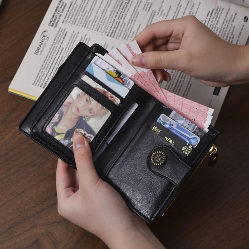 Slim PU Leather Wallet Men Women Compact Card Holder With RFID Blocking Vintage Wax Finish Mini Purse Daily Commute