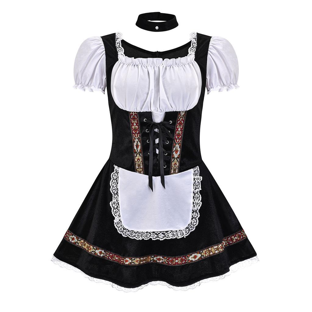 Oktoberfest Women Costume German Bavarian Dirndl Beer Maid Fancy Party Dress