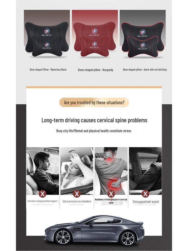Buick Regal, Excelle, Envision, Encore Car Headrest Neck and Lumbar Support Pillow