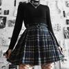 Women's Letter Embroidery Black Tight-fitting Long-sleeved Short Top Harajuku Style Retro Solid Color Top