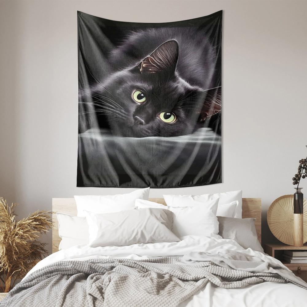 Mysterious Black Cat Wall Hanging  Bedroom Home Decor Tapestry