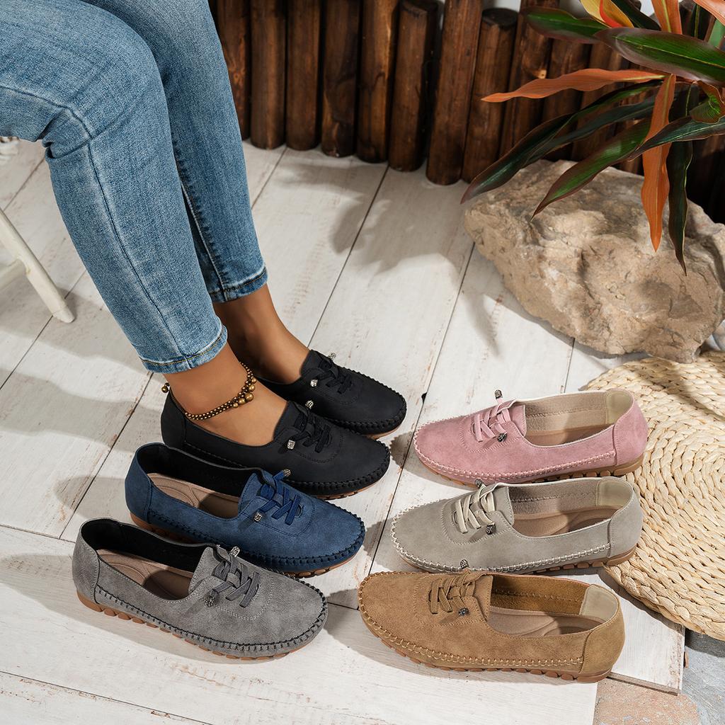 Women's Single Shoes, Outdoor Casual Walking Shoes, Leather Loafers, Mother's Shoes