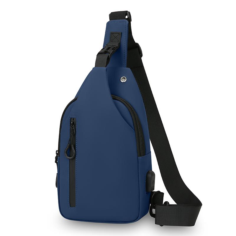 Men Bag Fashion New Solid Color Men Chest Bag Outdoor Casual Fashion One Shoulder Crossbody Bag USB Charging Shoulder Bags