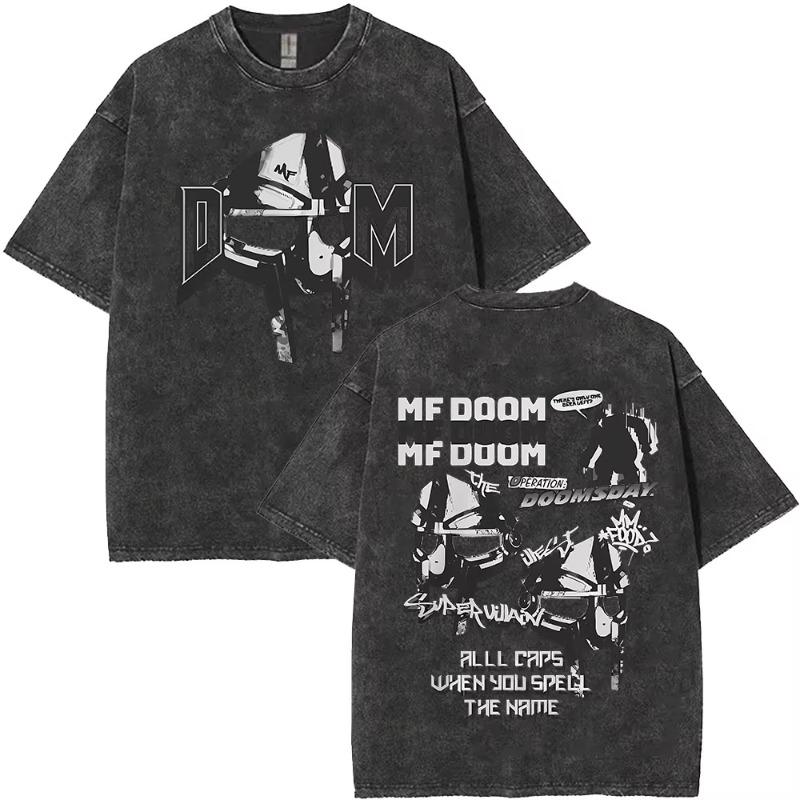 Rapper Mf Doom Turné 2026 Vintage Prané Trička Pánská Dámská Móda Oversized Trička Y2K Hip Hop Gotická Krátký Rukáv Trička