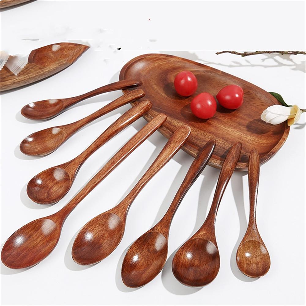 Retro Long Handle Wooden Spoon Tableware Kitchen Cooking Utensil Tools Soup Tea Spoon Catering Cooking Tool Coffee Soup Teaspoon