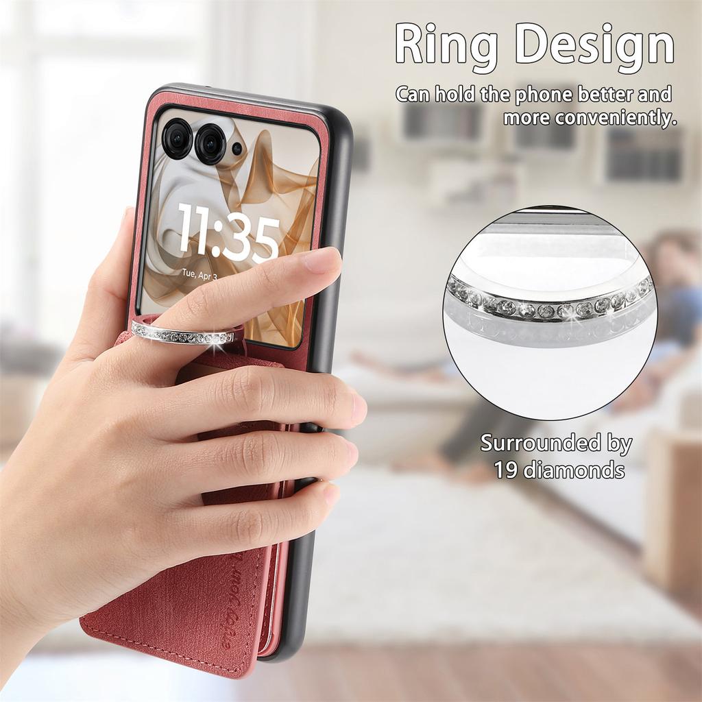 Etui z uchwytem na pierścień i uchwytem na karty Portfel Podpórka Pokrowiec na telefon do Moto Razr 70 60 50 40 Ultra dla Motorola Razr 70 60 50