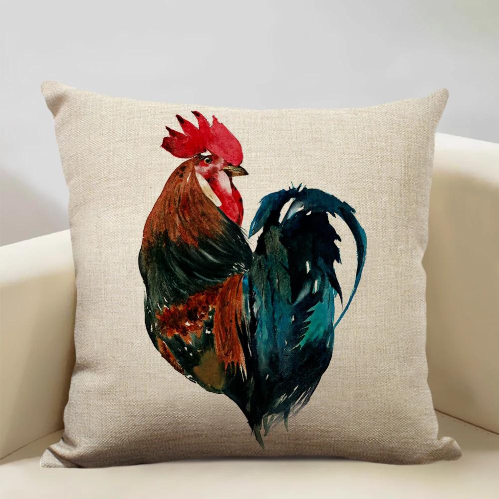 Watercolor Animal Horse Chicken Lizard Cow Antelope Decorative Pillow Case 45x45cm Cushion Cover for Sofa Home Decor