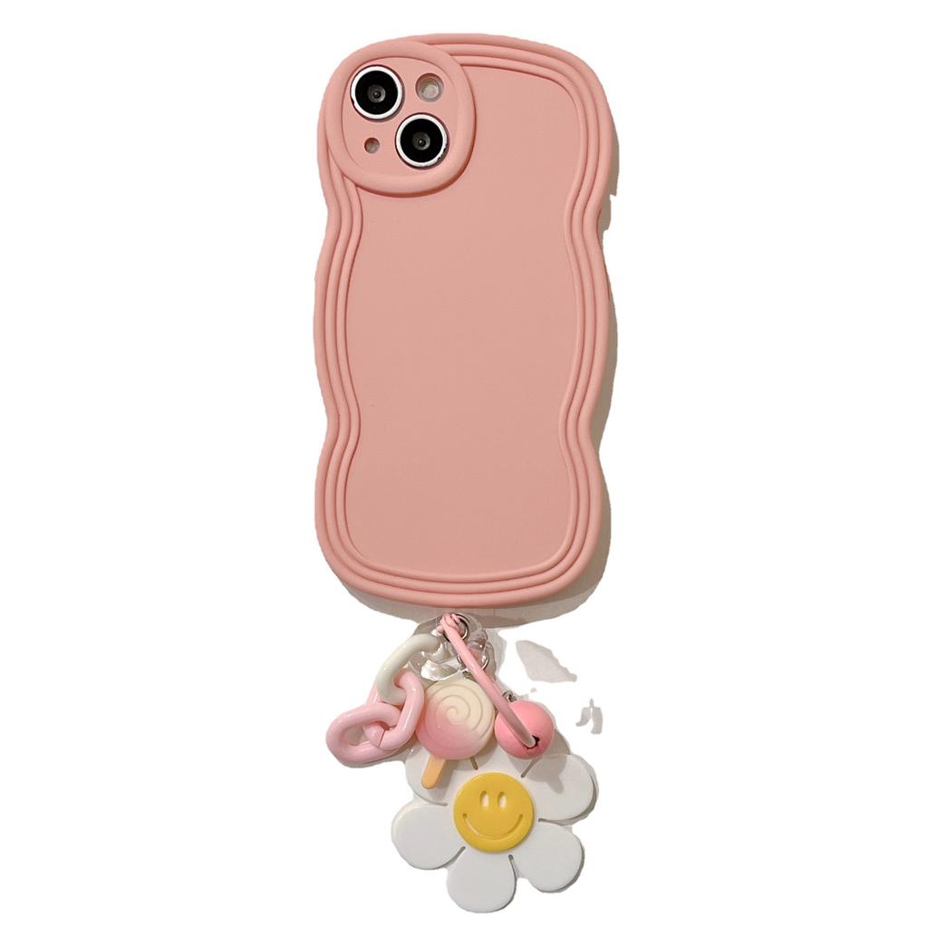 ins smiley face flower for iPhone13 Pro max pendant pendant Apple 16 mobile phone case 15 wavy edge 14