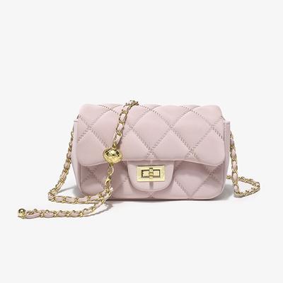 Pink Small Gold Ball Diamond Chain Bag for Women  New Trendy One-shoulder Diagonal Straddle Bag High-end Commuter Armpit Bag