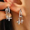 European and American Asymmetrical Star & Moon Earrings Set: Fashion Zircon Studs & Ear Cuffs