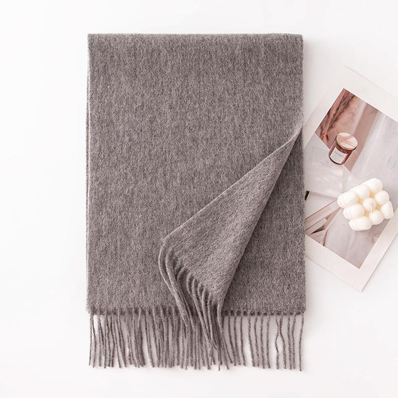 Autumn and Winter New Solid Color Scarf for Women Versatile Neck Scarf Thickened Warm Shawl Simple Tassel