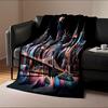 Colorful Statue of Liberty with NYC Skyline Flannel Blanket for Bedroom, Living Room, Sofa, and Nap Sofas.