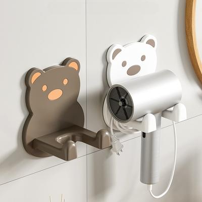 Hair Dryer Storage Racks Bathroom Punch-Free Wall Mounted Phone Holder Home Bear Shaped Plastics Toilet Sundries Organizer Shelf