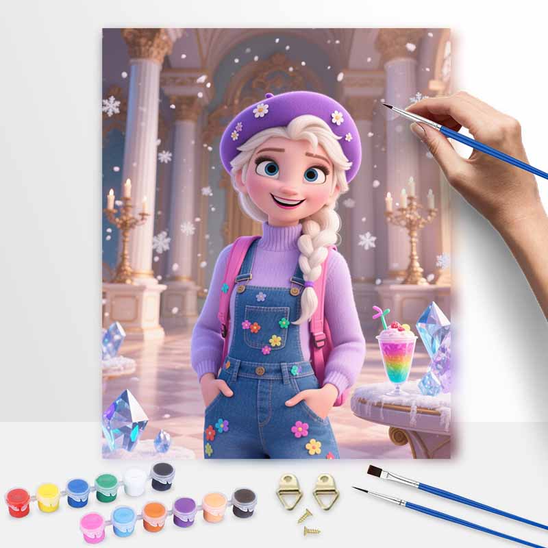 Disney Ice Princess Oil Painting Hand Painting Coloring Painting Handmade Diy Home Decoration Gift