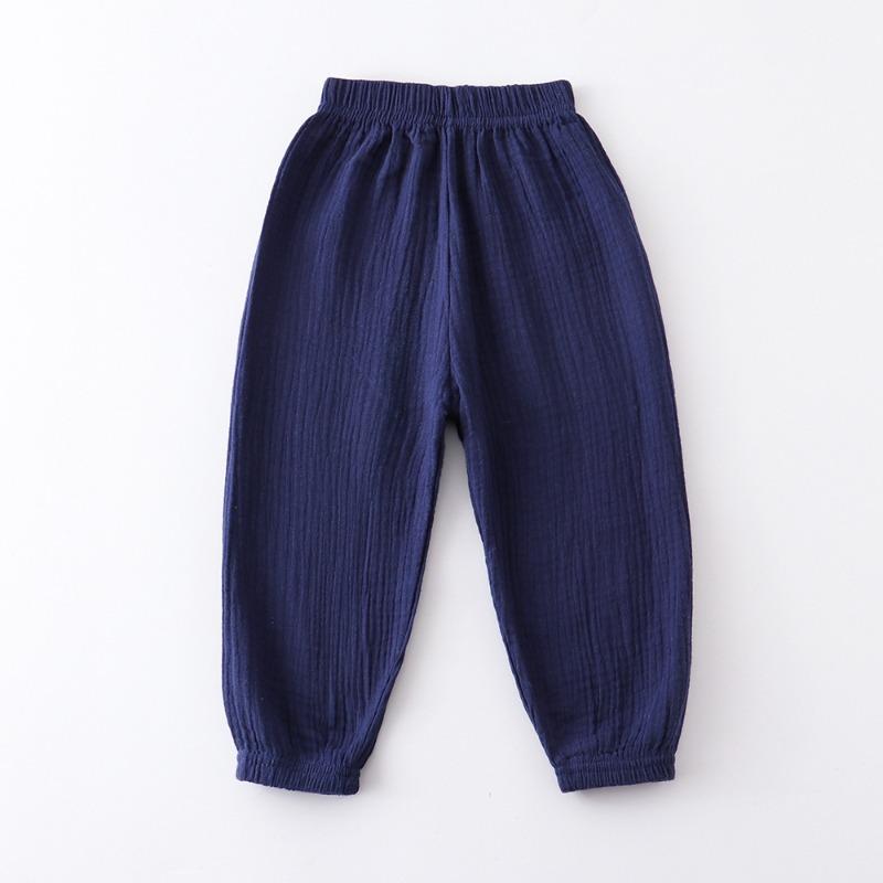 Summer Children Pants Casual Girls Boys Linen Solid Color Loose Pleated Pant Trousers Hight Waist Harem