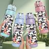 1PC Panda Bear Group Family Cartoon Print 750ml Color Plastic Sports Water Bottle Leakproof Flip Straw Lid Suitable for Sports Office Home Use