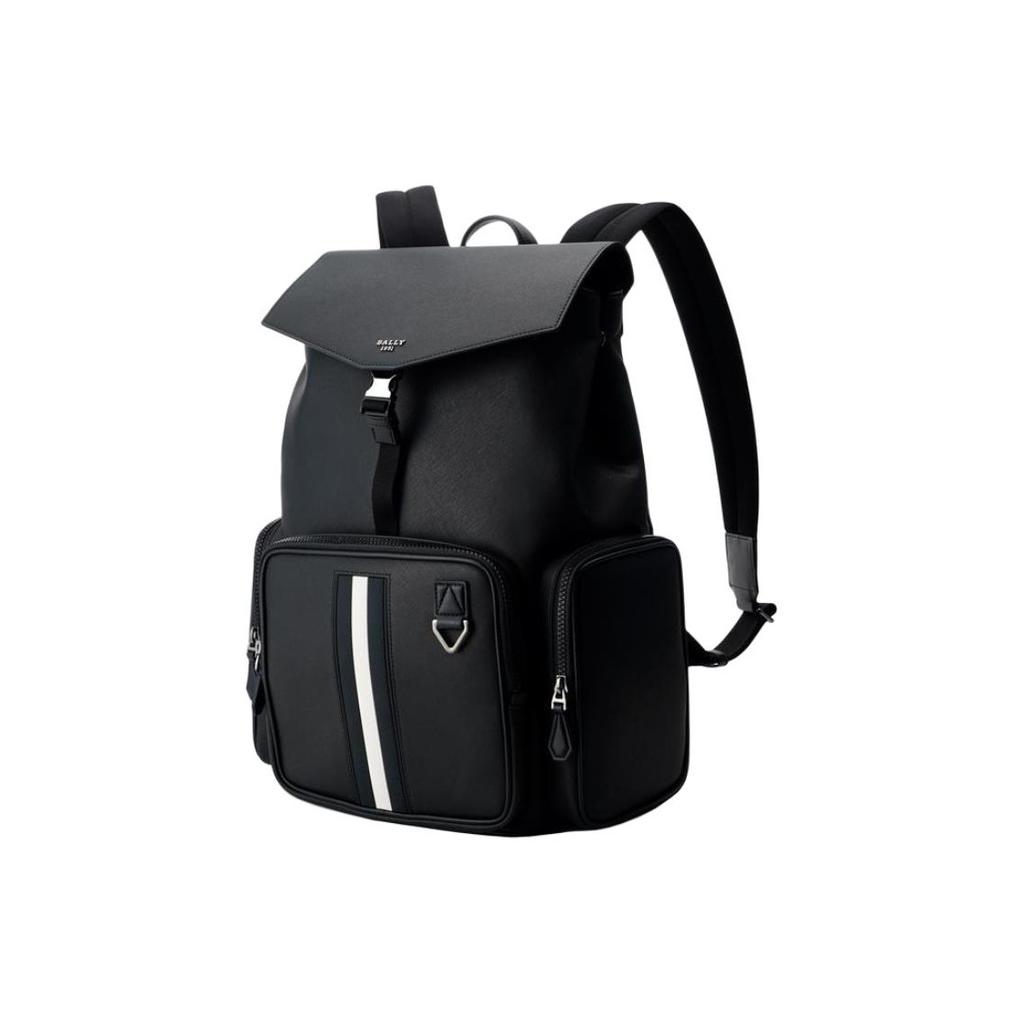 Bally Classic Stripe Leather Backpack Medium Men Backpacks Black 6238750