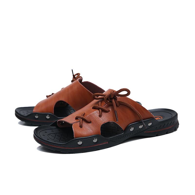 Summer sandals leather slippers outdoor non-slip beach shoe size