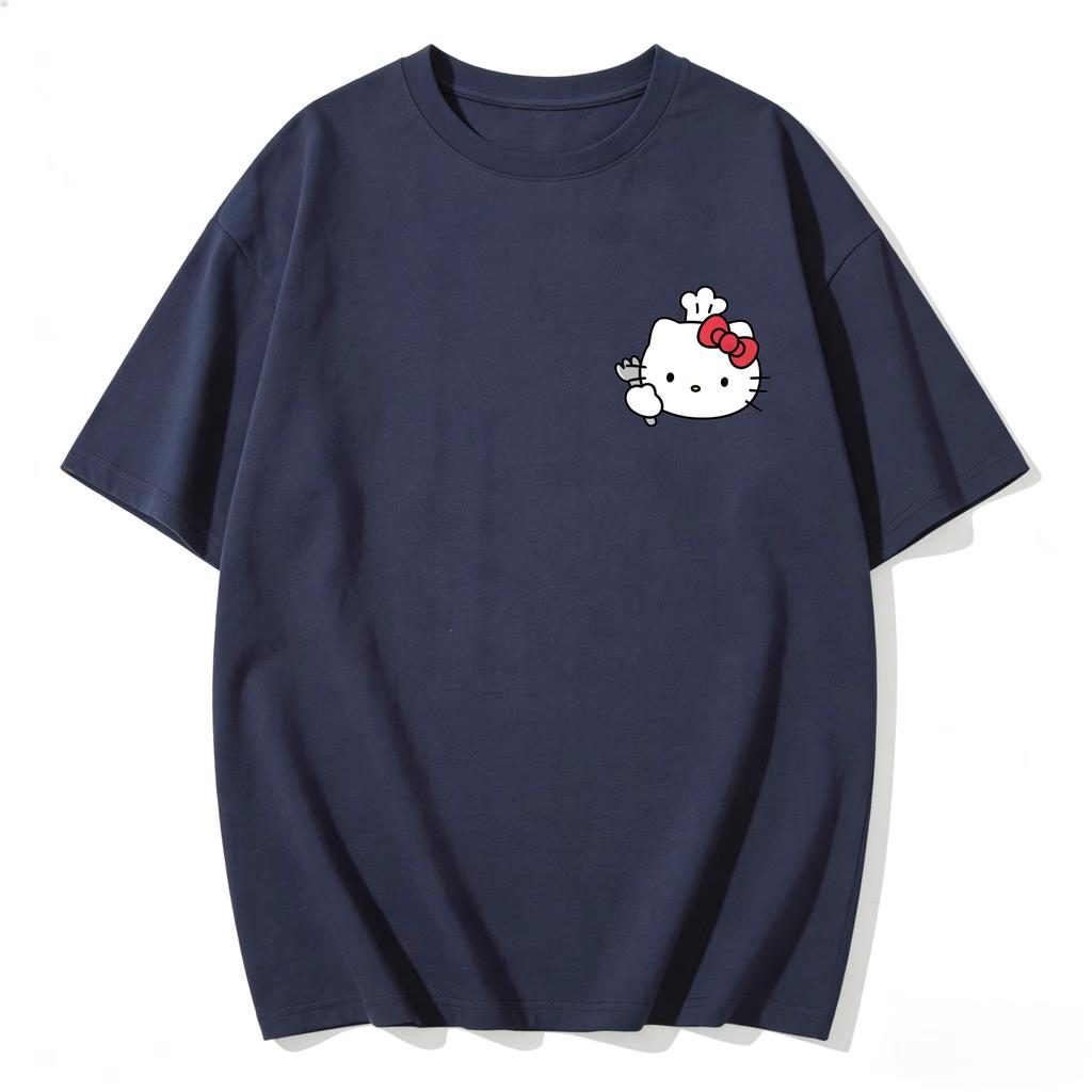 2026 New Summer HelloKitty Cute Graphic Tee Casual Short Sleeve Cotton Top for Women Girls Kawaii Cartoon Print Streetwear