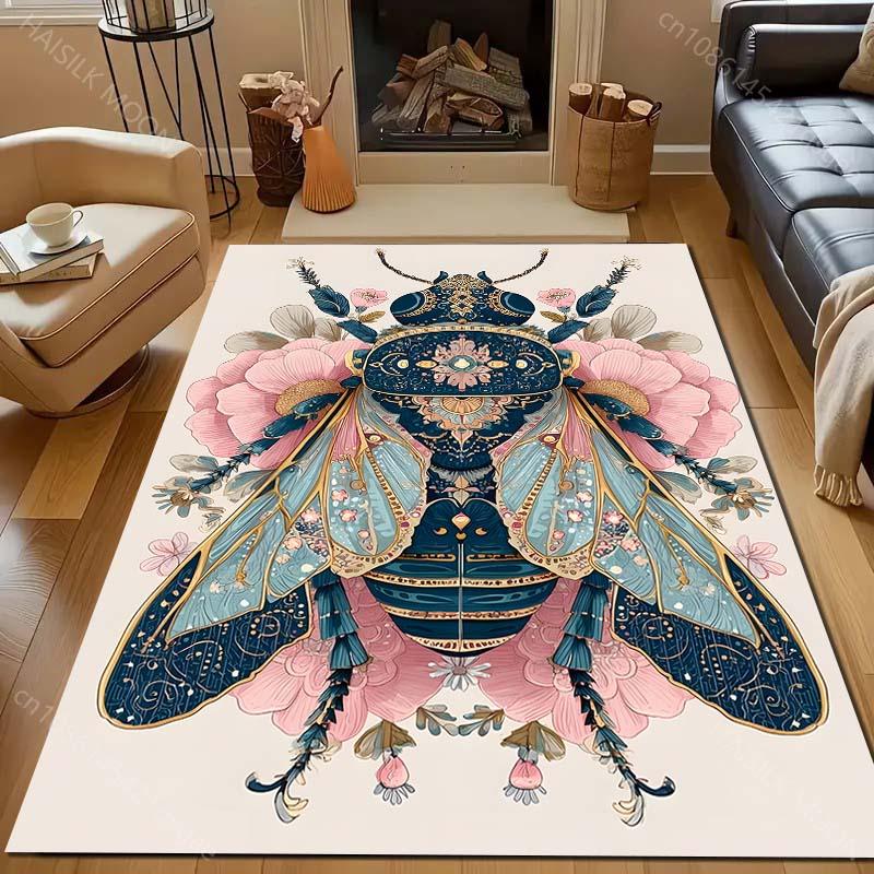 Multiple sizes Colorful insect, floral intricate design Carpet for Living Room Bedroom Sofa Home Decor Rus Non-slip mat